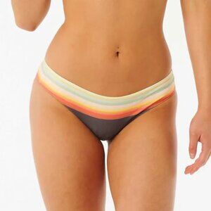 Rip Curl Women's Multicolor Stripe Bikini Bottoms - Gray & Rainbow Waistband